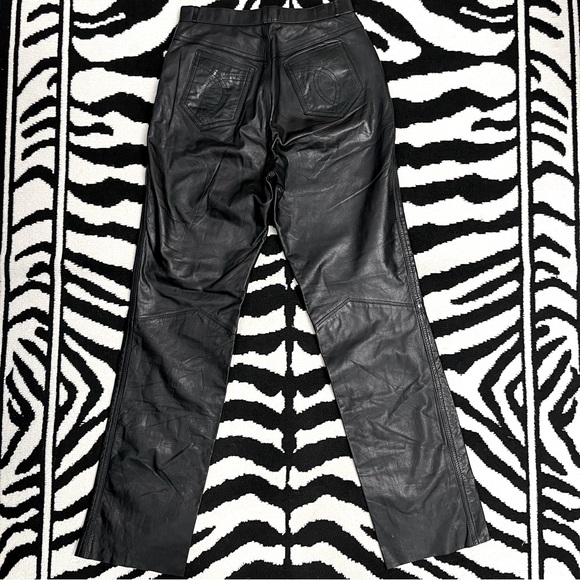 Vintage Black Leather High Waisted Straight Leg  Pants Size Medium - Picture 6 of 12